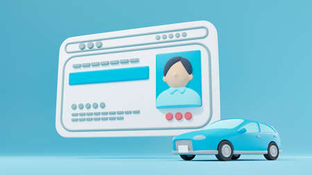Driver's license consisting of 3D illustrations and images of cars.