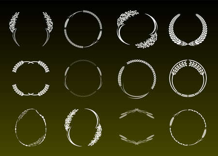 Label set with retro design. Monochromatic design. Rice and wheat. Vector data is easy to edit.のイラスト素材