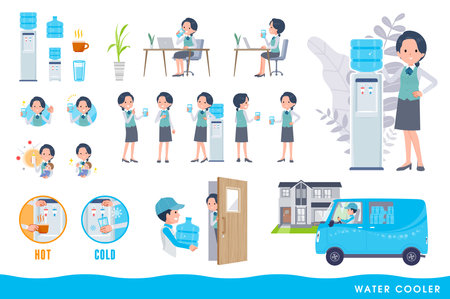 A set of water servers and clerk women. It is vector art that is easy to edit.のイラスト素材