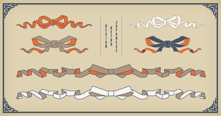 Ribbon set with retro design. Vector data that is easy to edit.のイラスト素材