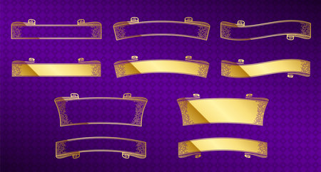 Small label set with luxurious gold design. Vector data that is easy to edit.のイラスト素材
