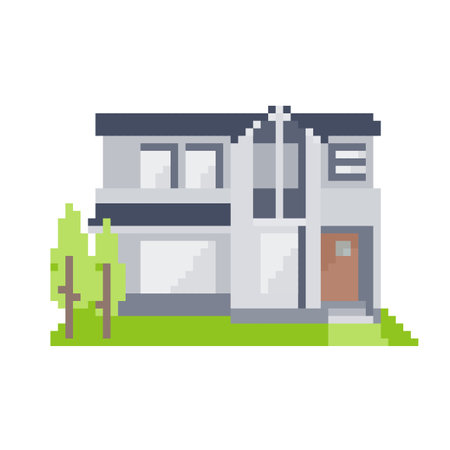 Single-family house with garden. Vector illustration that is easy to edit.のイラスト素材