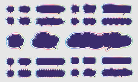 Speech bubbles of various shapes with a semi-stereoscopic design. Vector data that is easy to edit.のイラスト素材