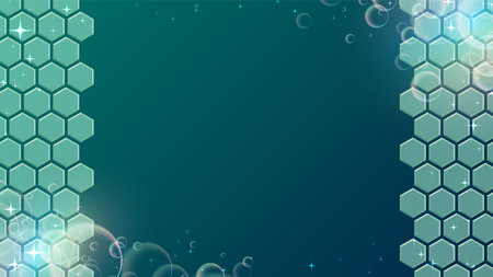 Green hexagon pattern background..Vector data that is easy to edit.のイラスト素材