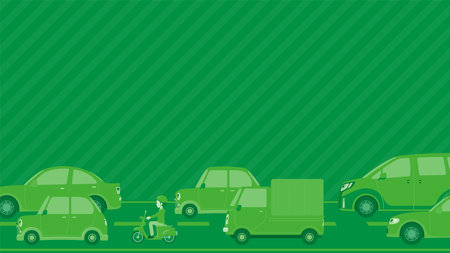 Car and road heading design. green. Vector data that is easy to edit.のイラスト素材