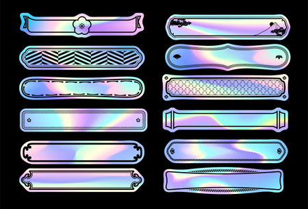 Label set with horizontal hologram sticker design.It is vector data that is easy to edit.のイラスト素材