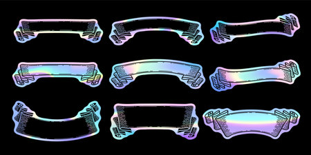 Label set with horizontal hologram sticker design.It is vector data that is easy to edit.のイラスト素材