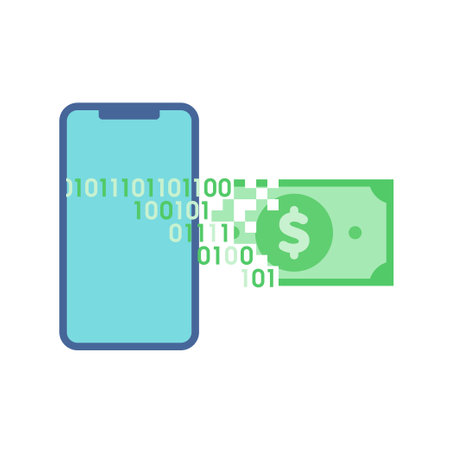 Japanese yen bills digitized with smartphones. Vector illustration that is easy to edit.のイラスト素材