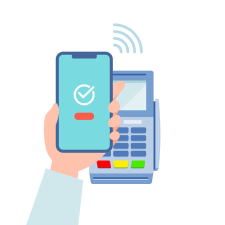Smartphone payment IC reader. Vector illustration that is easy to edit.のイラスト素材