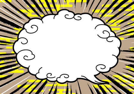 Ukiyo-e touch speech bubble pop background concentrated linesのイラスト素材