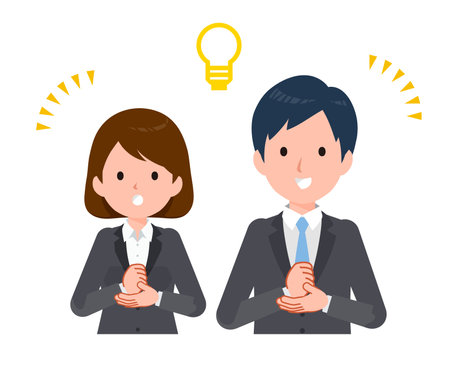 Business people in suits. Come up with an idea.のイラスト素材