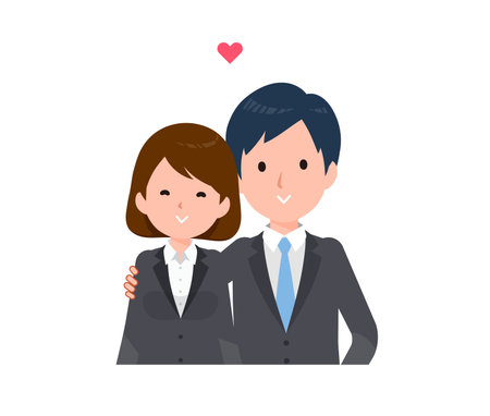Business people in suits. The two are dating.のイラスト素材