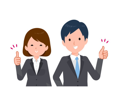 Business people in suits. Thumbs up.のイラスト素材