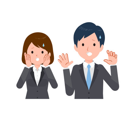 Business people in suits. Surprised and confusedのイラスト素材