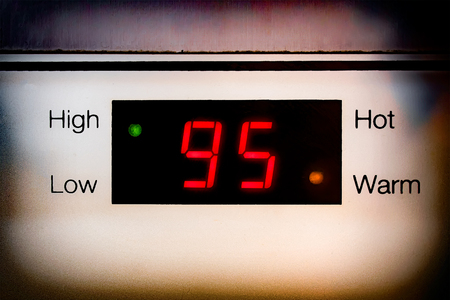 LED Temperature Display Shows 95 Degrees Celsius on a Water Boilerの写真素材