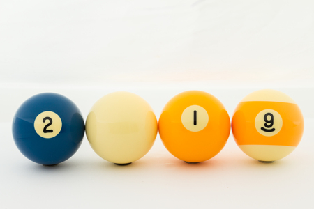 pool balls isolated on whiteの写真素材