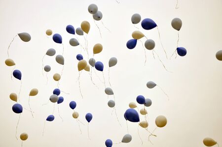 Flying balloons with sky backgroundの写真素材