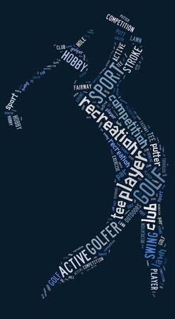 Golf pictogram with blue wordings on blue backgroundの写真素材