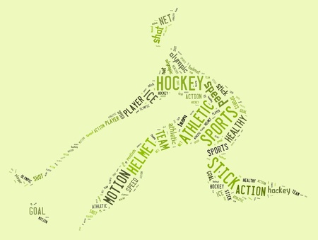 hockey pictogram with green words on green backgroundの写真素材