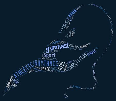 rhythmic gymnastic pictogram with blue wordings on blue backgroundの写真素材