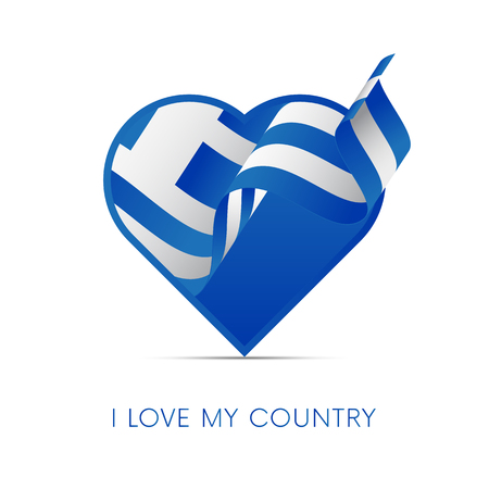 Greece flag in heart. I love my country. Sign. Vector illustration.のイラスト素材