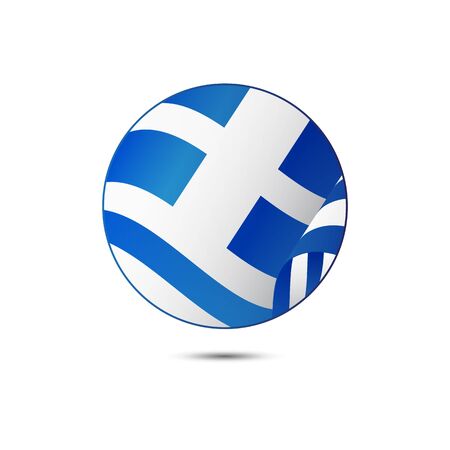 Greece flag button on a white background.  illustration.のイラスト素材