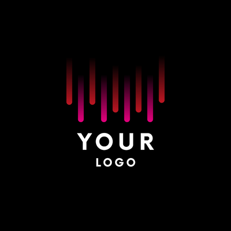 Logo with pink and red gradient lines on black background. Vector illustration, Graphic Design. Logo Symbol.のイラスト素材