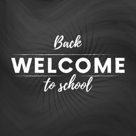 Welcome back to school text banner in blackboard background with star. Vector illustration.のイラスト素材