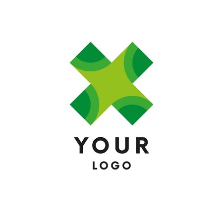 Spinner logo in green cross. Simple logo. Vector illustration.のイラスト素材