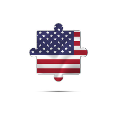 Isolated piece of puzzle with the USA flag. Vector illustration.のイラスト素材