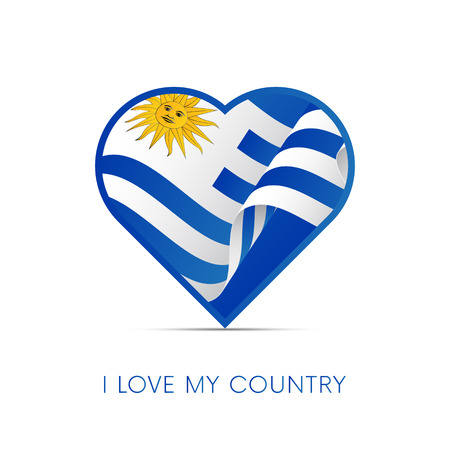 Uruguay flag in heart. I love my country. Sign. Vector illustration.のイラスト素材