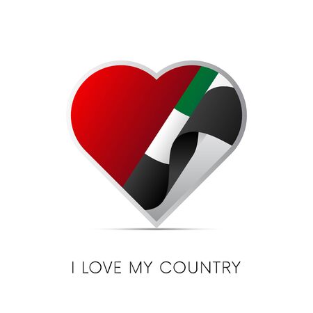 United Arab Emirates flag in heart. UAE. I love my country. Sign. Vector illustration.のイラスト素材