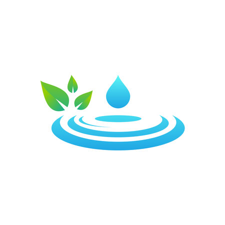 water drop logo design inspiration, water drop logo with leaf. water drop logo simpleのイラスト素材