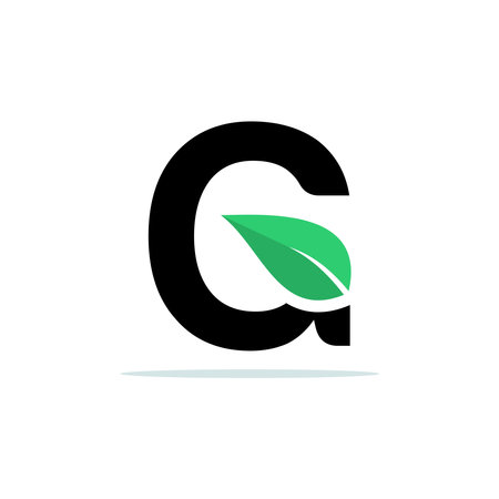 Letter G Leaf Logo Design Template, Letter G logo with leaf simpleのイラスト素材