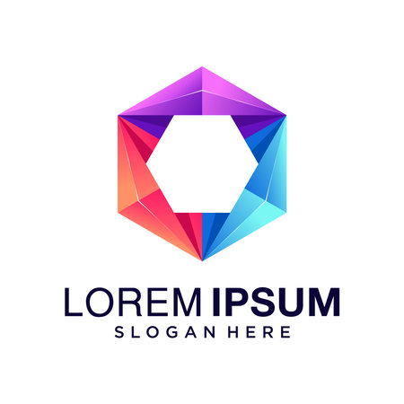 Hexagon 3D colorful logo templateのイラスト素材
