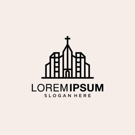 church logo design inspiration with line style, church logo inspirations, church logo simpleのイラスト素材