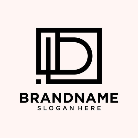 flat design letter D logo template,のイラスト素材