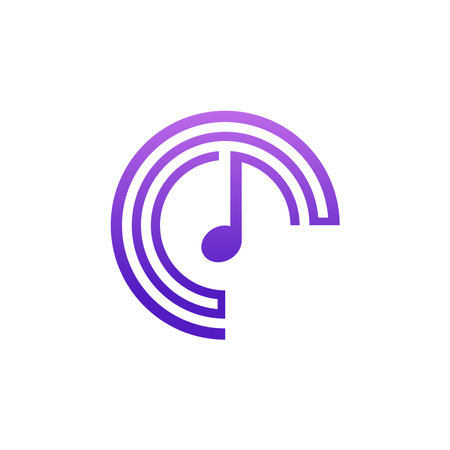 Music tone logo in circle shape purple color designのイラスト素材