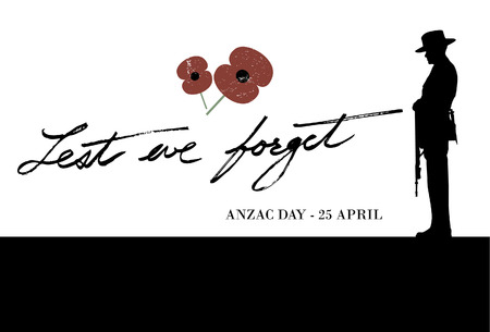Anzac Day - Soldier pays tribute to fallen soldiersのイラスト素材