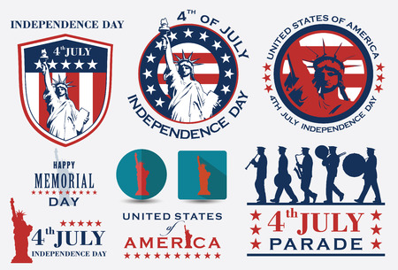 4th of july American independence day badges.のイラスト素材