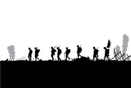 Silhouette of military defeated in warのイラスト素材