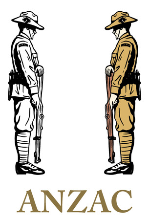 Hand drawn of WWI soldier standing guardのイラスト素材