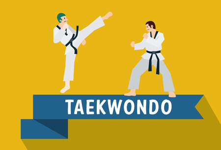 Flat design, Illustration of Taekwondo fightersのイラスト素材