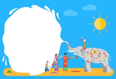 Flat design, Holi celebration background, Vector Illustrationのイラスト素材