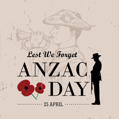 Anzac day background with flower, vector illustration.のイラスト素材