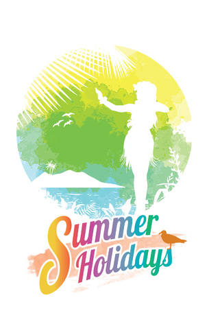 Water Color, Summer Holidays Bannerのイラスト素材