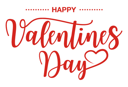 Happy Valentines Day, handwritten text on white background.のイラスト素材