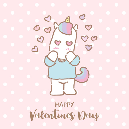 Cute unicorn is in love, Vector Illustrationのイラスト素材