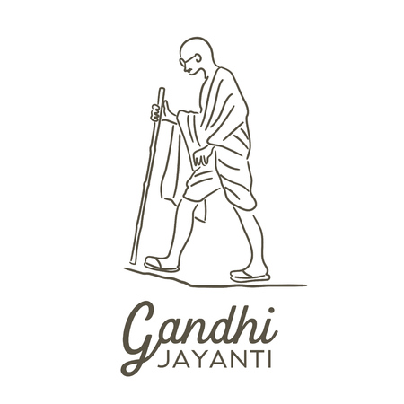 Illustration of Gandhi Jayanti, an Indian activist who was the leader of the Indian independence movement against British rule.のイラスト素材