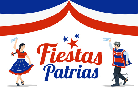 Fiestas Patrias - Independence Day celebration of Chile Spanish phrase.のイラスト素材